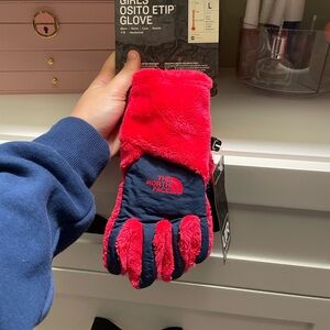 The North Face Kids' Osito Etip Mittens - Red and Blue